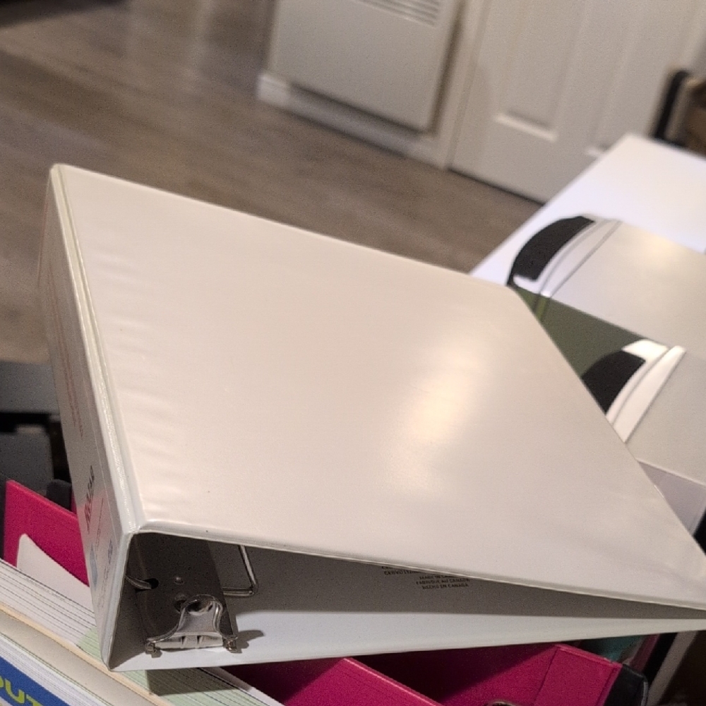 White 3-Ring Binder for Home Organization